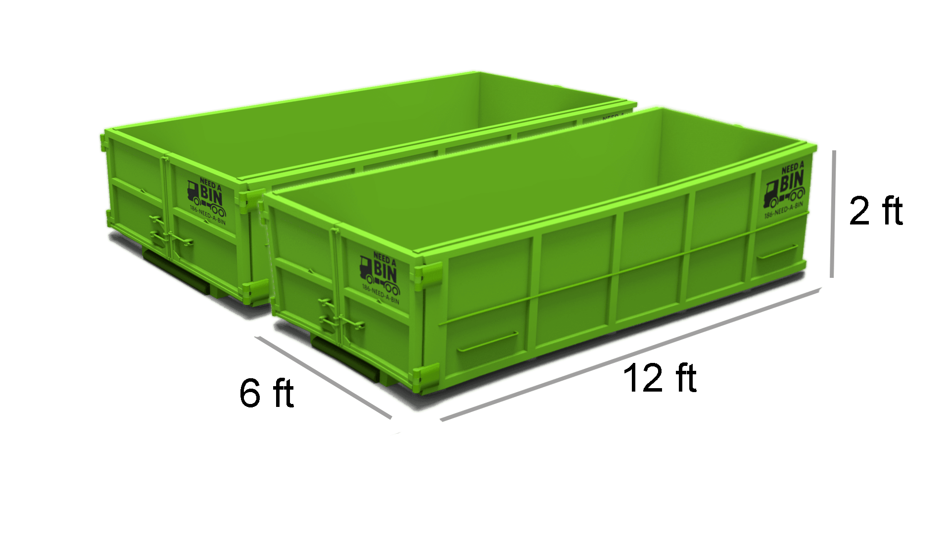 10 Yard (2x 5 yard bins) Flat fee See orange line inside for fill height 