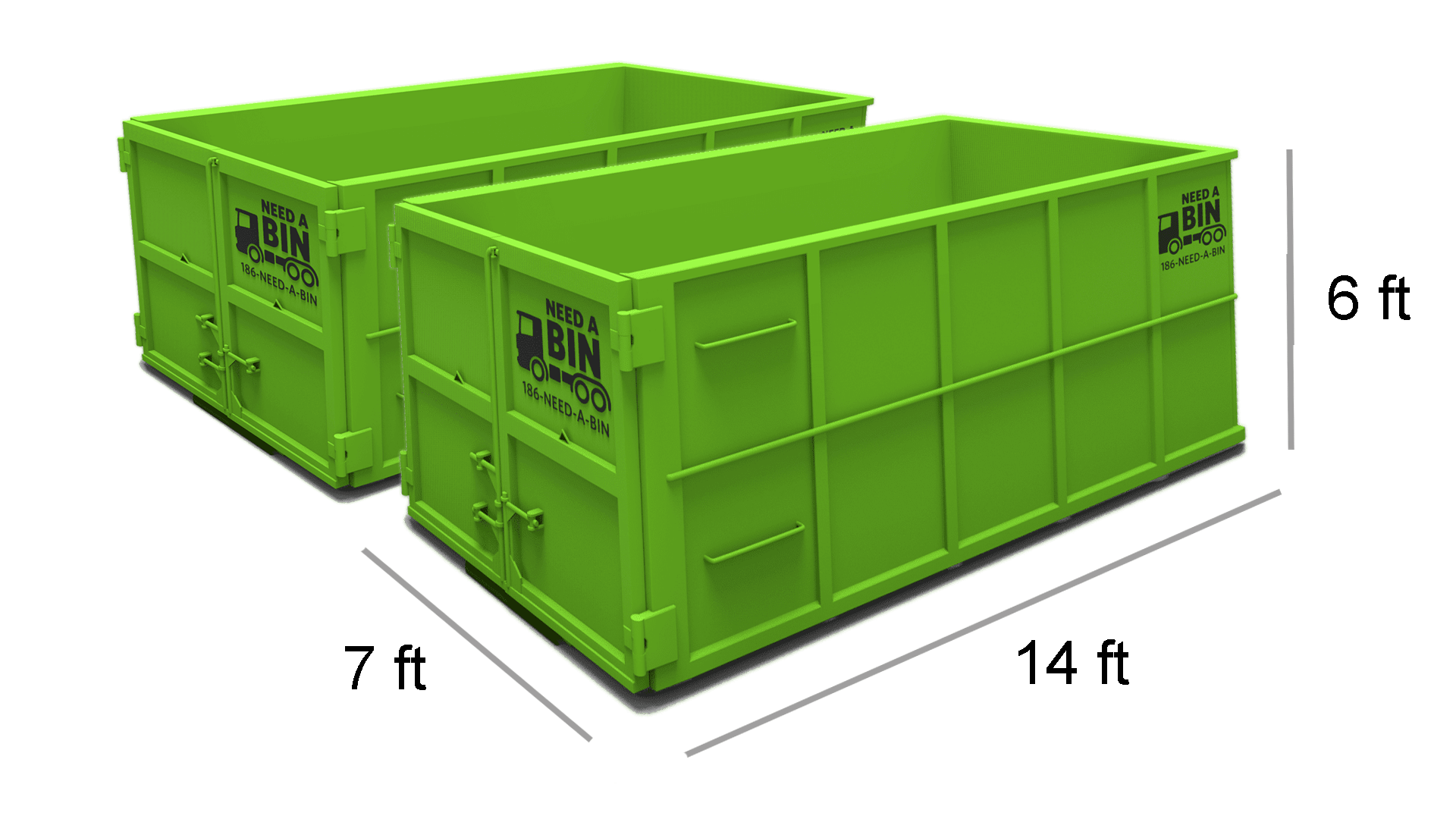 40 Yard (2x 20 yard bins – Includes 2.5 Tons each) $120 per additional Ton No Dirt, Concrete or Asphalt