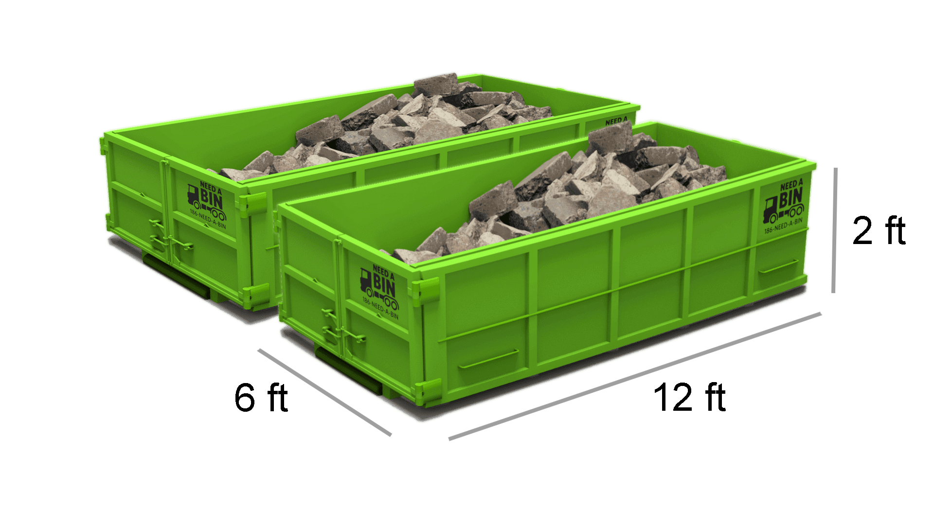 10 Yard (2x 5 yard bins) Flat fee See orange line inside for fill height 
