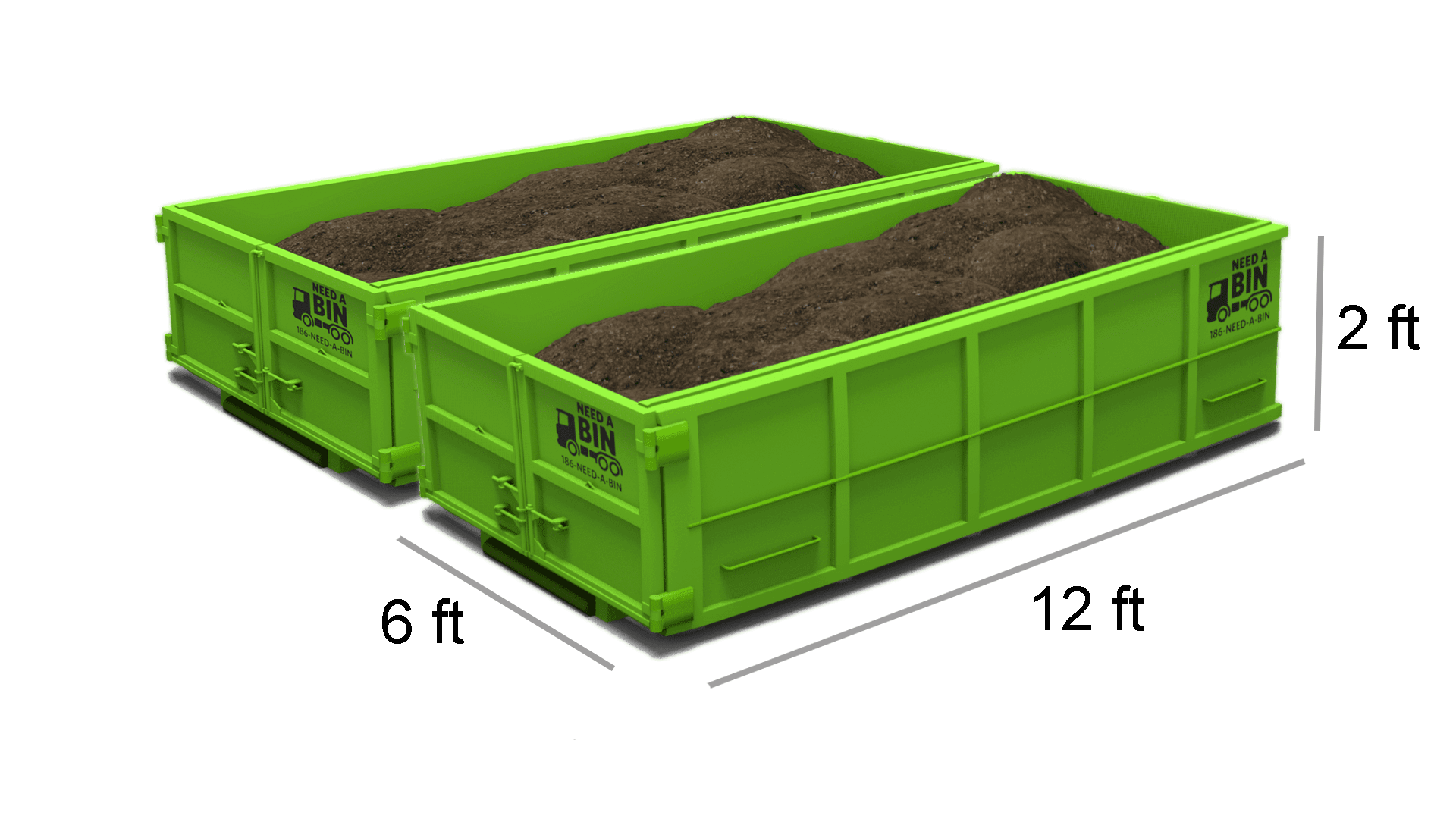 10 Yard (2x 5 yard bins) Flat fee See orange line inside for fill height 