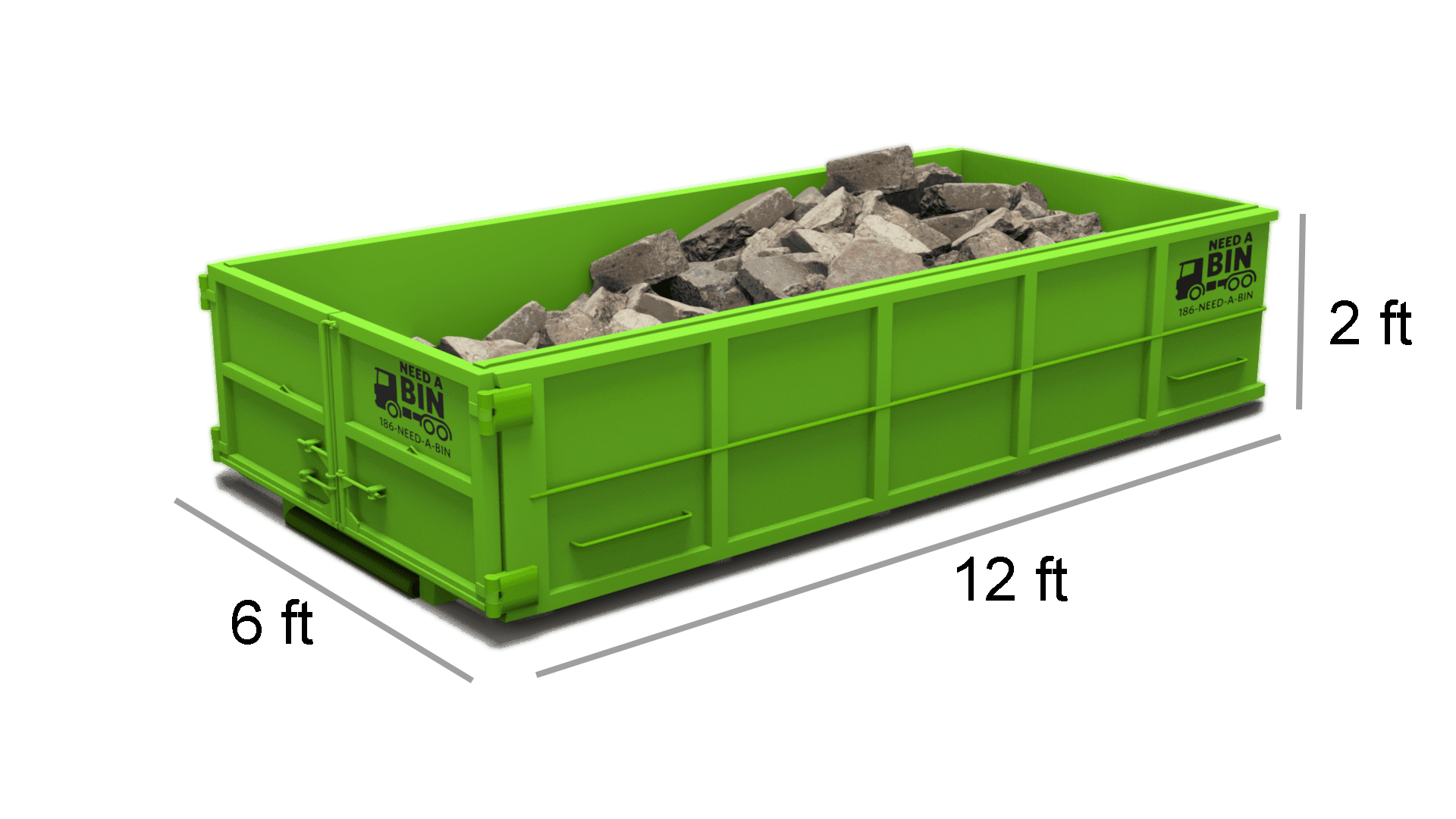 5 Yard Bin (flat fee) See orange line inside for fill height 